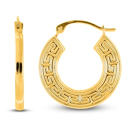 Stampato Greek Key Hoop Earrings 14K Yellow Gold