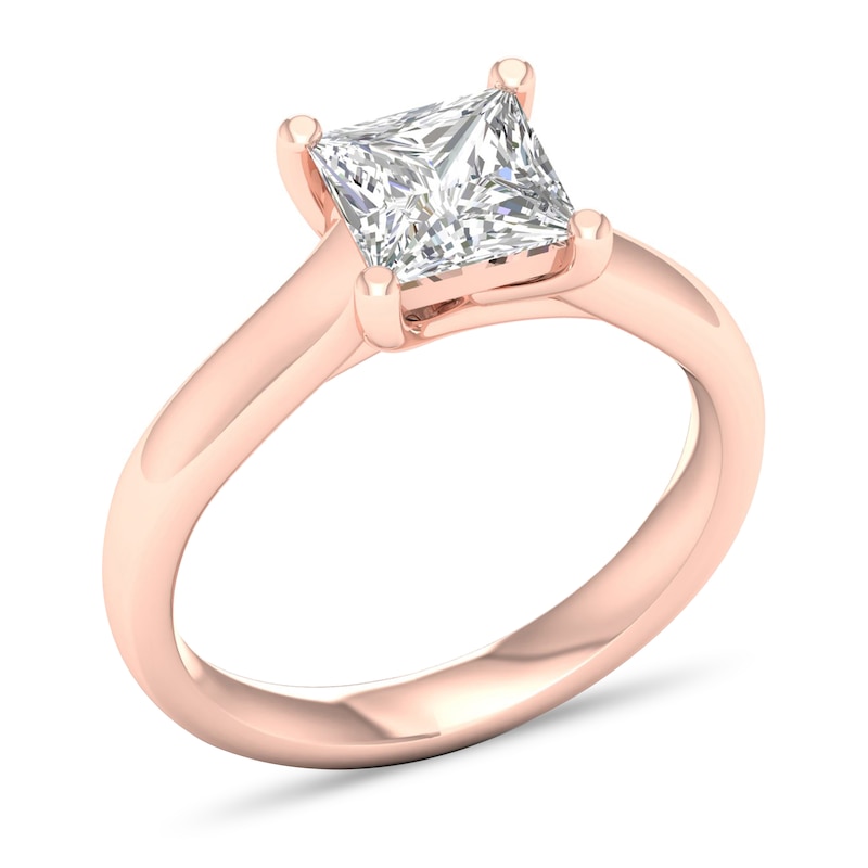 Princess Cut Square Halo Lab Diamond Engagement Ring Guard In 14K Rose Gold