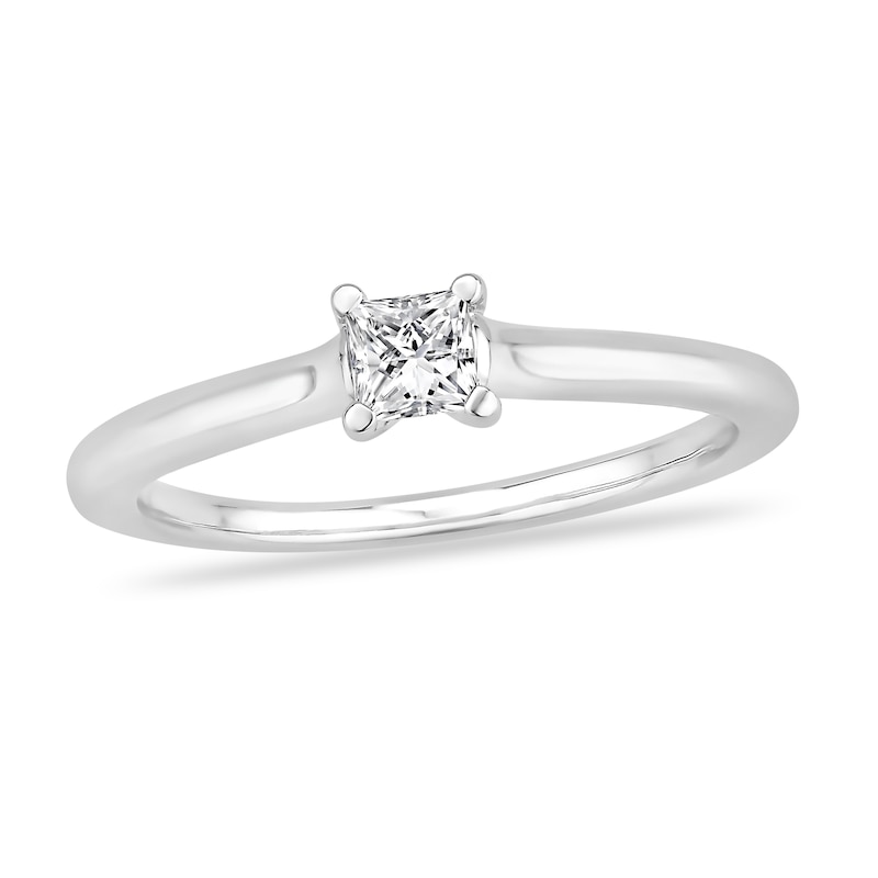 Diamond Solitaire Engagement Ring 3/8 ct tw Princess-cut 14K White Gold (I2/I)