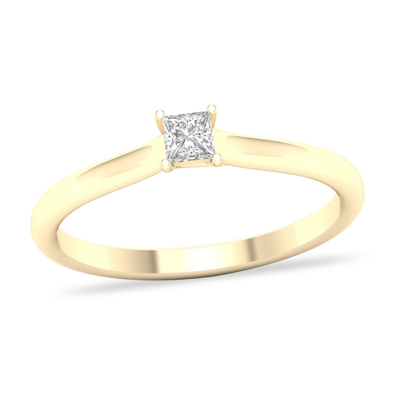 Main Image 1 of Diamond Solitaire Ring 1/6 ct tw Princess-cut 14K Yellow Gold (SI2/I)