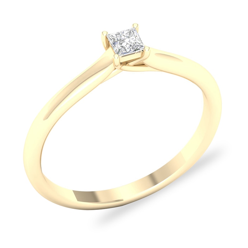 Main Image 4 of Diamond Solitaire Ring 1/6 ct tw Princess-cut 14K Yellow Gold (SI2/I)