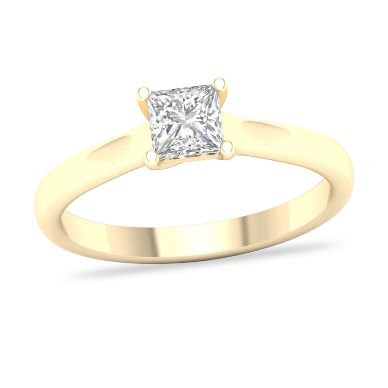 Main Image 1 of Diamond Solitaire Ring 3/4 ct tw Princess-cut 14K Yellow Gold (SI2/I)