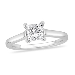Diamond Solitaire Engagement Ring 1 ct tw Princess-cut 14K White Gold (I2/I)
