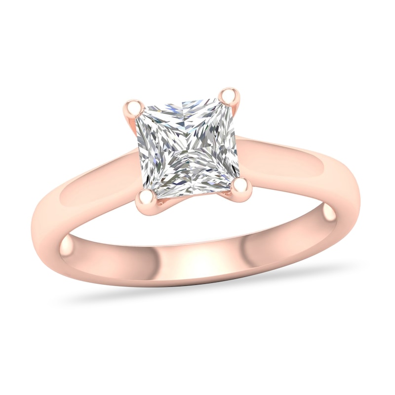 Main Image 1 of Diamond Solitaire Ring 1-1/2 ct tw Princess-cut 14K Rose Gold (I1/I)