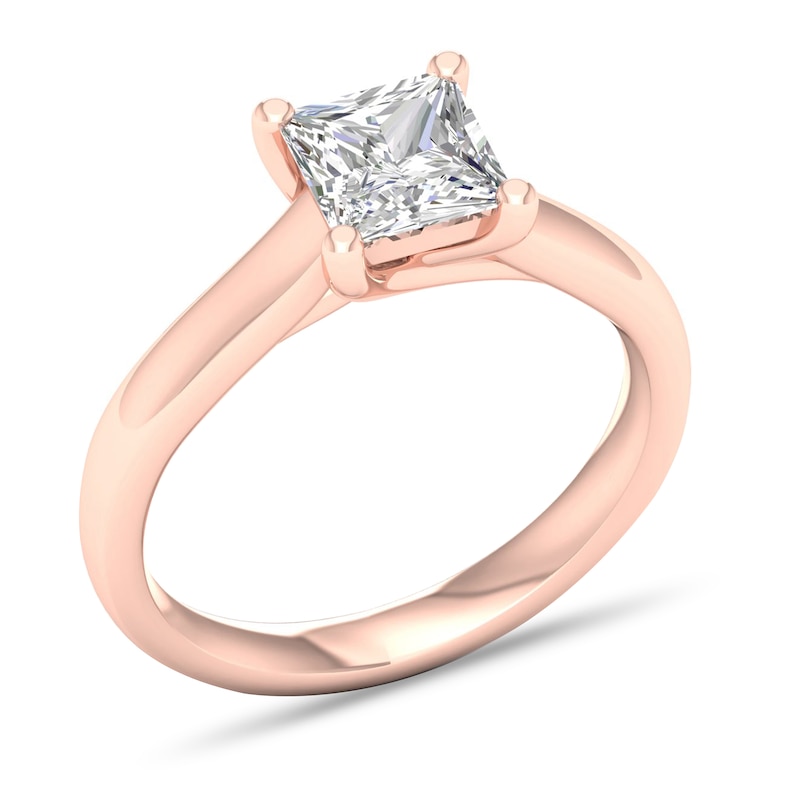 Main Image 4 of Diamond Solitaire Ring 1-1/2 ct tw Princess-cut 14K Rose Gold (I1/I)