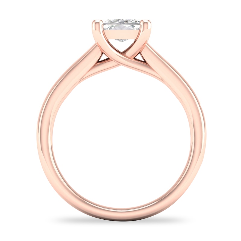 Main Image 3 of Diamond Solitaire Ring 1-1/4 ct tw Princess-cut 14K Rose Gold (I2/I)