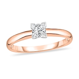 Diamond Solitaire Ring 1/5 ct tw Princess 14K Rose Gold (I1/I)