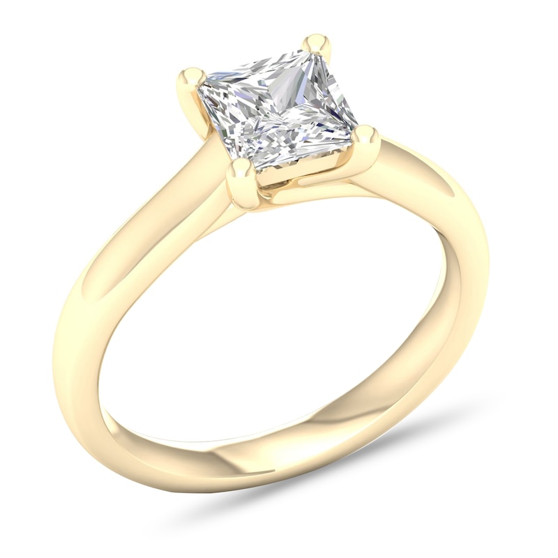 Main Image 4 of Diamond Solitaire Ring 1-1/2 ct tw Princess-cut 14K Yellow Gold (I2/I)