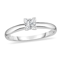 Diamond Solitaire Ring 1/5 ct tw Princess 14K White Gold (I1/I)