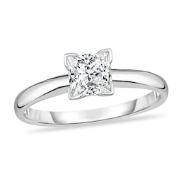 Diamond Solitaire Ring 1/2 ct tw Princess 14K White Gold (I1/I)