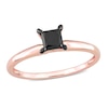 Thumbnail Image 0 of Black Diamond Solitaire Engagement Ring 3/4 ct tw Princess-cut 14K Rose Gold