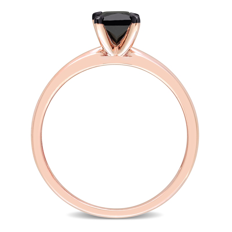 Black Diamond Solitaire Engagement Ring 3/4 ct tw Princess-cut 14K Rose Gold