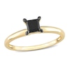 Thumbnail Image 1 of Black Diamond Solitaire Engagement Ring 3/4 ct tw Princess-cut 14K Yellow Gold