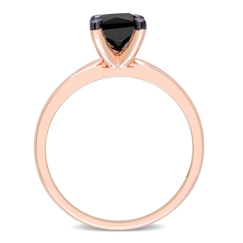 Black Diamond Solitaire Engagement Ring 1 ct tw Princess-cut 14K Rose Gold