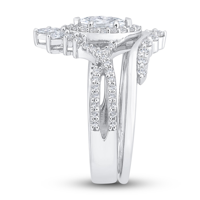 Main Image 2 of Diamond Bridal Set 1 ct tw Marquise/Round 14K White Gold