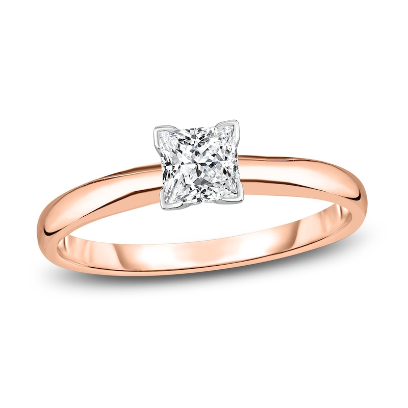 Diamond Solitaire Engagement Ring / ct tw Princess 14K Rose Gold (I2/I