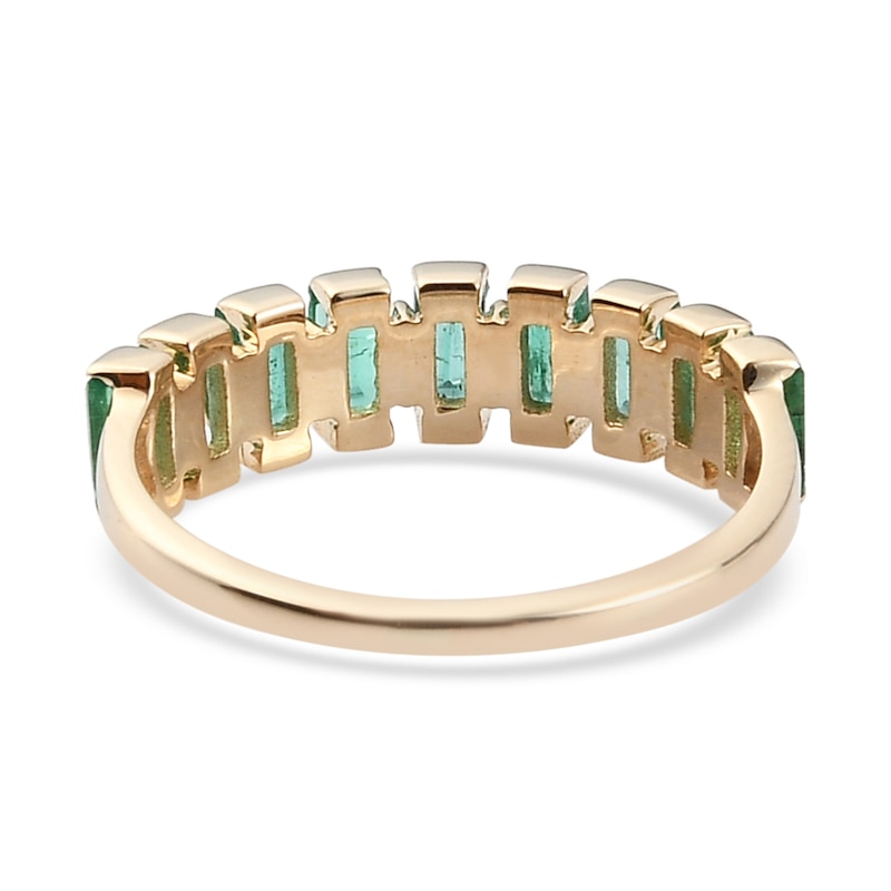 Natural Emerald Anniversary Ring 14K Yellow Gold