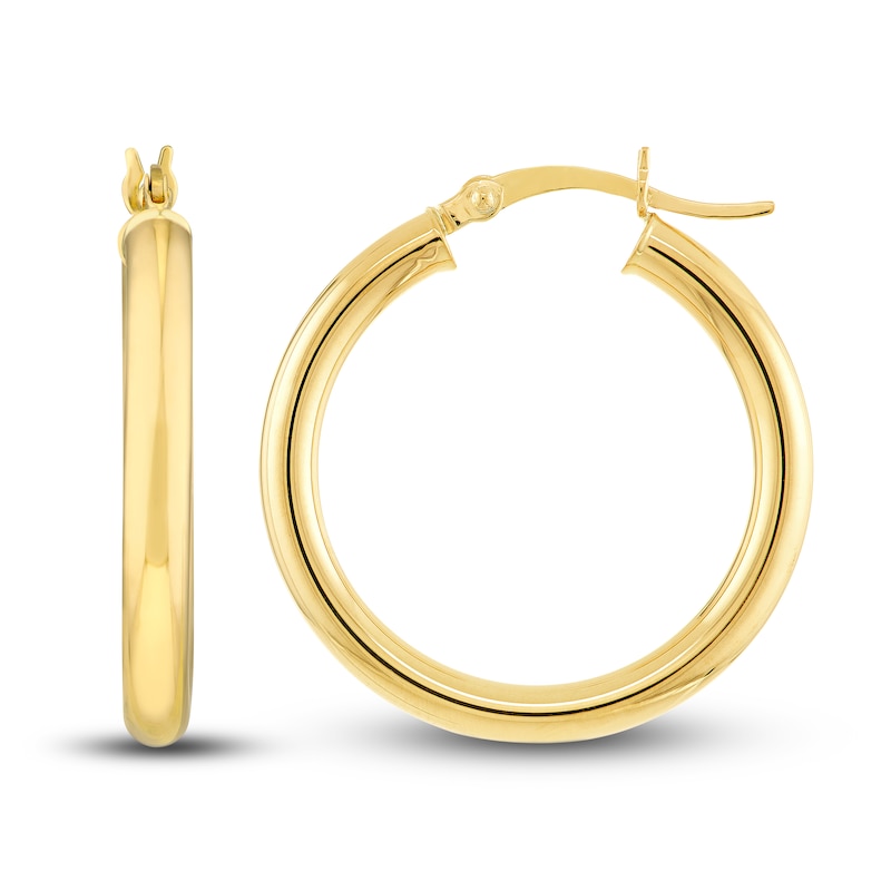 Main Image 2 of Polished Hoop Earrings 14K Yellow Gold 25mm