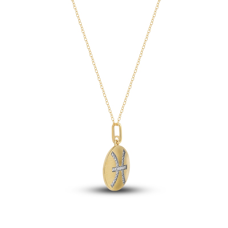 Main Image 2 of Diamond Pisces Zodiac Pendant Necklace 1/10 ct tw Round 14K Yellow Gold