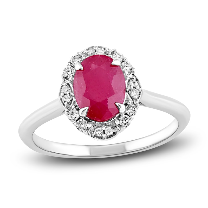 Natural Ruby Engagement Ring 1/8 ct tw 14K White Gold