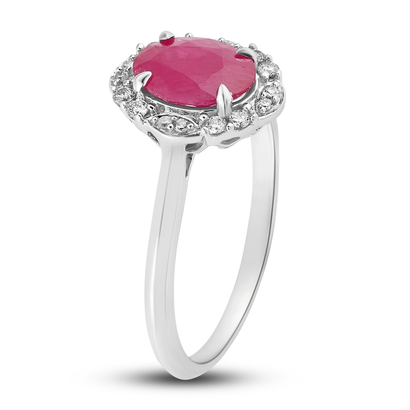 Natural Ruby Engagement Ring 1/8 ct tw 14K White Gold