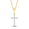 Thumbnail Image 0 of Diamond Cross Pendant Necklace 1/15 ct tw Round 10K Yellow Gold 18"