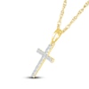 Thumbnail Image 1 of Diamond Cross Pendant Necklace 1/15 ct tw Round 10K Yellow Gold 18"