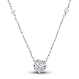 Diamond Necklace 1/3 ct tw Round 14K White Gold 16&quot;