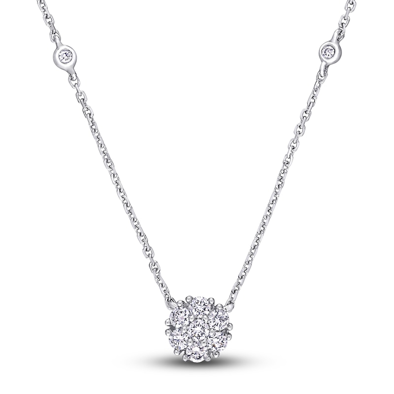 Main Image 1 of Diamond Necklace 1/3 ct tw Round 14K White Gold 16&quot;