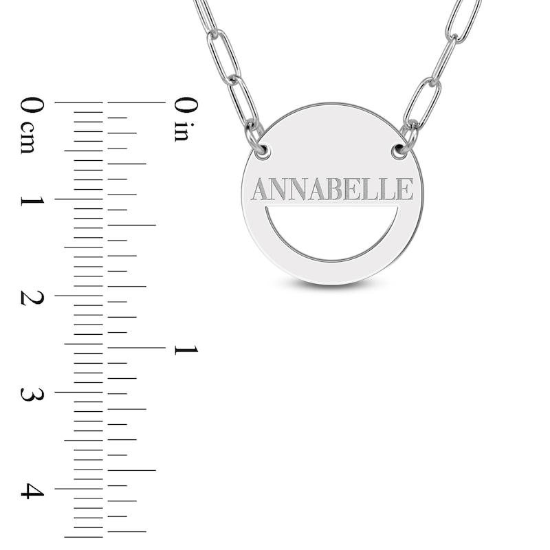 Main Image 2 of Engravable High-Polish Circle Necklace Sterling Silver 18&quot; 19mm