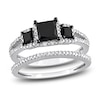 Thumbnail Image 0 of Black & White Diamond Bridal Set 1-5/8 ct tw Princess/Round 14K White Gold