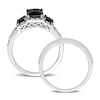 Thumbnail Image 2 of Black & White Diamond Bridal Set 1-5/8 ct tw Princess/Round 14K White Gold