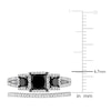 Thumbnail Image 3 of Black & White Diamond Bridal Set 1-5/8 ct tw Princess/Round 14K White Gold