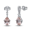 Thumbnail Image 2 of Natural Morganite Dangle Earrings 1/20 ct tw Diamonds 10K White Gold