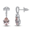 Thumbnail Image 3 of Natural Morganite Dangle Earrings 1/20 ct tw Diamonds 10K White Gold