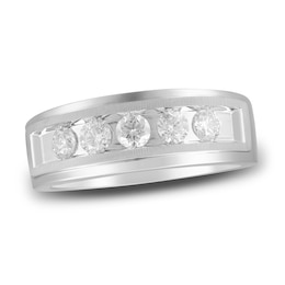 Men's Diamond Anniversary Ring 1 ct tw Round 14K White Gold