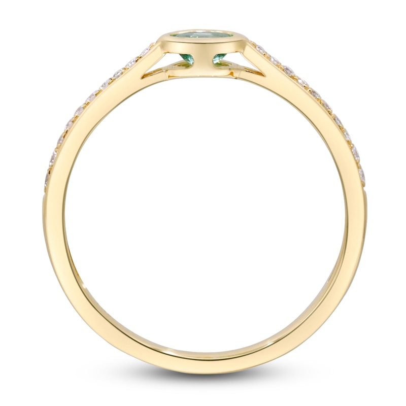 Main Image 3 of Natural Emerald Ring 1/10 ct tw Round 14K Yellow Gold