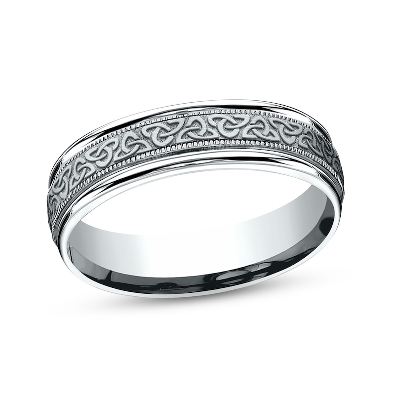 Celtic Knot Wedding Band 14K White Gold 6.0mm