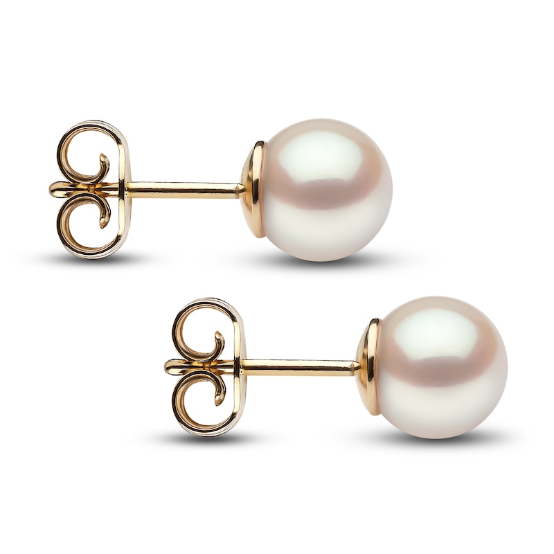 Main Image 2 of Yoko London White Akoya Cultured Pearl Stud Earrings 18K Yellow Gold