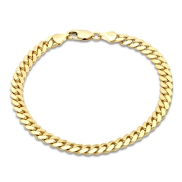 Solid Cuban Link Chain Bracelet 18K Yellow Gold 8.5&quot; 5.94mm