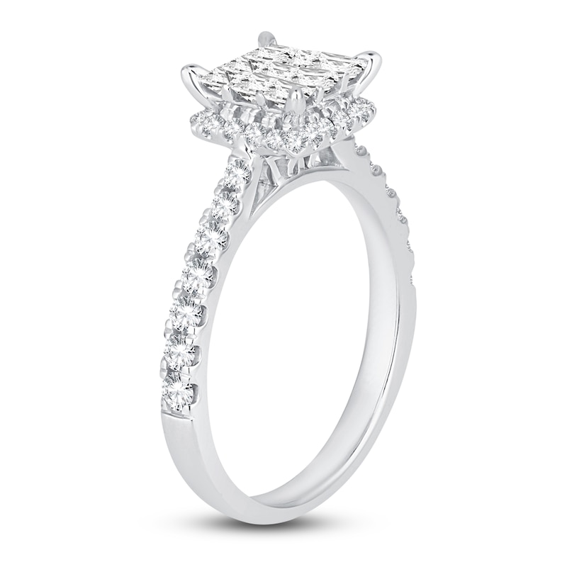 Main Image 2 of Princess & Round Cut Diamond Engagement Ring 1 ct tw 14K White Gold