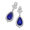 Thumbnail Image 1 of Pear-Shaped Natural Blue Sapphire & Diamond Earrings 2-3/8 ct tw 18K White Gold