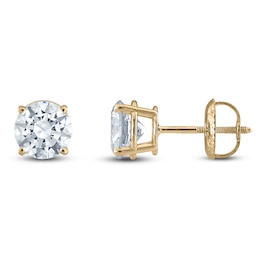 Certified Round-Cut Diamond Solitaire Stud Earrings 1-1/5 ct tw 14K Yellow Gold (I/I1)