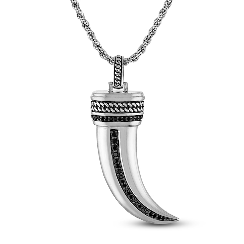 Main Image 1 of 1933 by Esquire Men's Black Diamond Horn Necklace 3/8 ct tw Sterling Silver 22&quot;