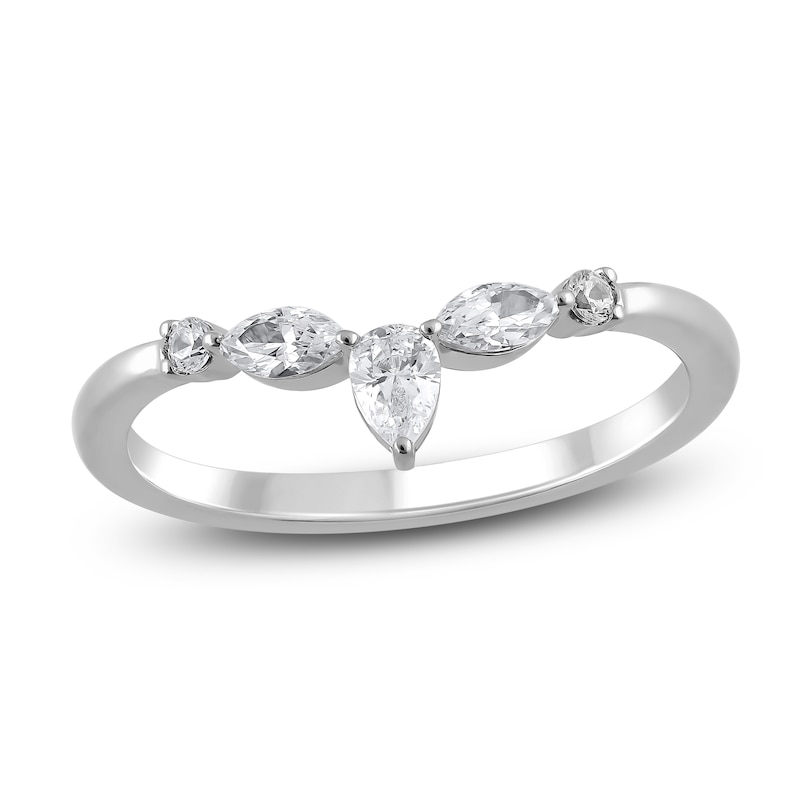 Certified Pear, Marquise & Round-Cut Diamond Anniversary Ring 1/3 ct tw 14K White Gold