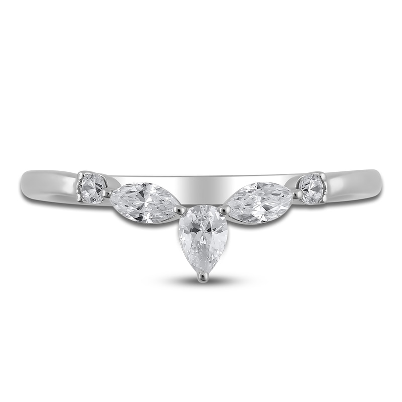 Certified Pear, Marquise & Round-Cut Diamond Anniversary Ring 1/3 ct tw 14K White Gold