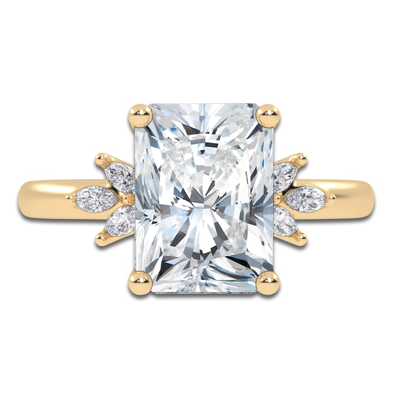 Main Image 3 of Radiant-Cut Lab-Created Diamond Engagement Ring 3-1/6 ct tw 14K Yellow Gold