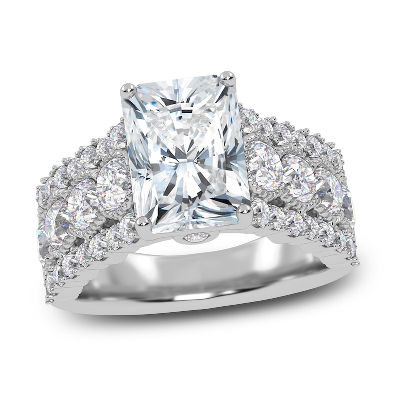 Main Image 1 of Radiant-Cut Lab-Created Diamond Engagement Ring 3-3/4 ct tw 14K White Gold