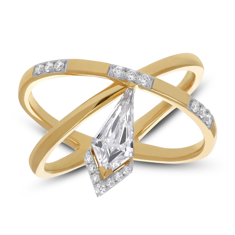 Main Image 1 of J'Lure Kite Step-Cut Lab-Created Diamond Orbit Ring 3/4 ct tw 14K Yellow Gold