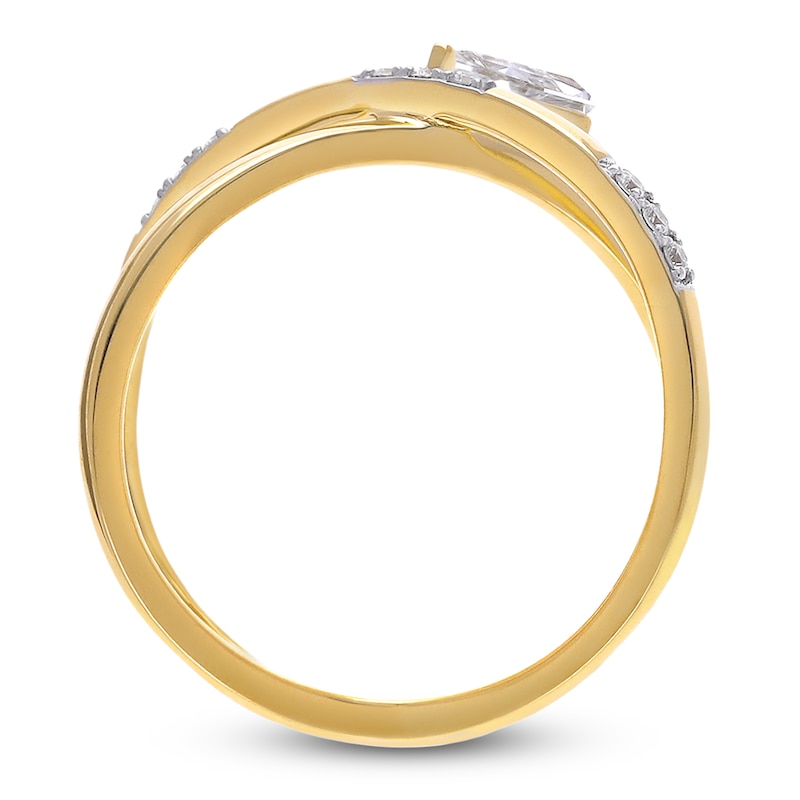 Main Image 2 of J'Lure Kite Step-Cut Lab-Created Diamond Orbit Ring 3/4 ct tw 14K Yellow Gold